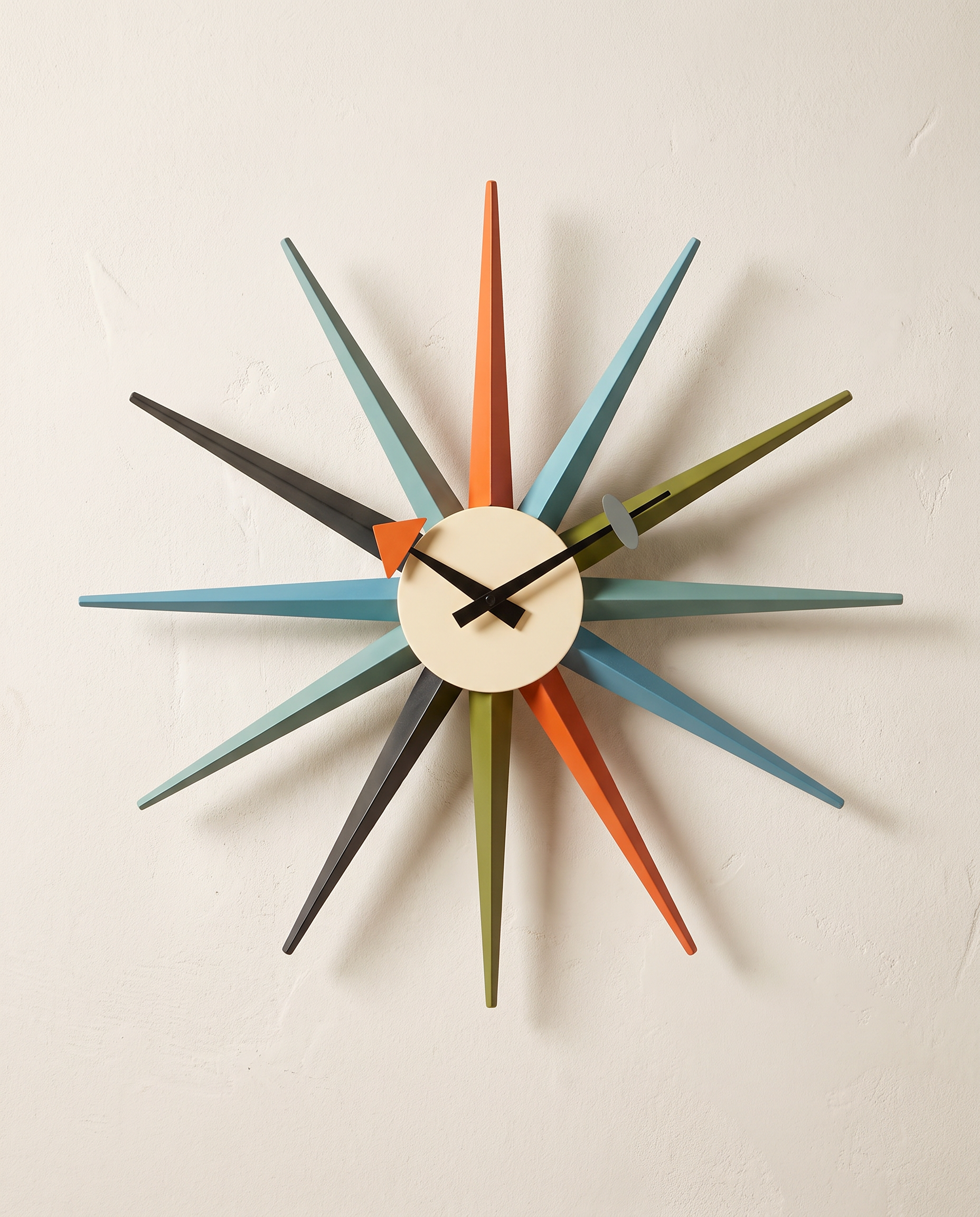 Mid-Century Sunburst Wall Clock