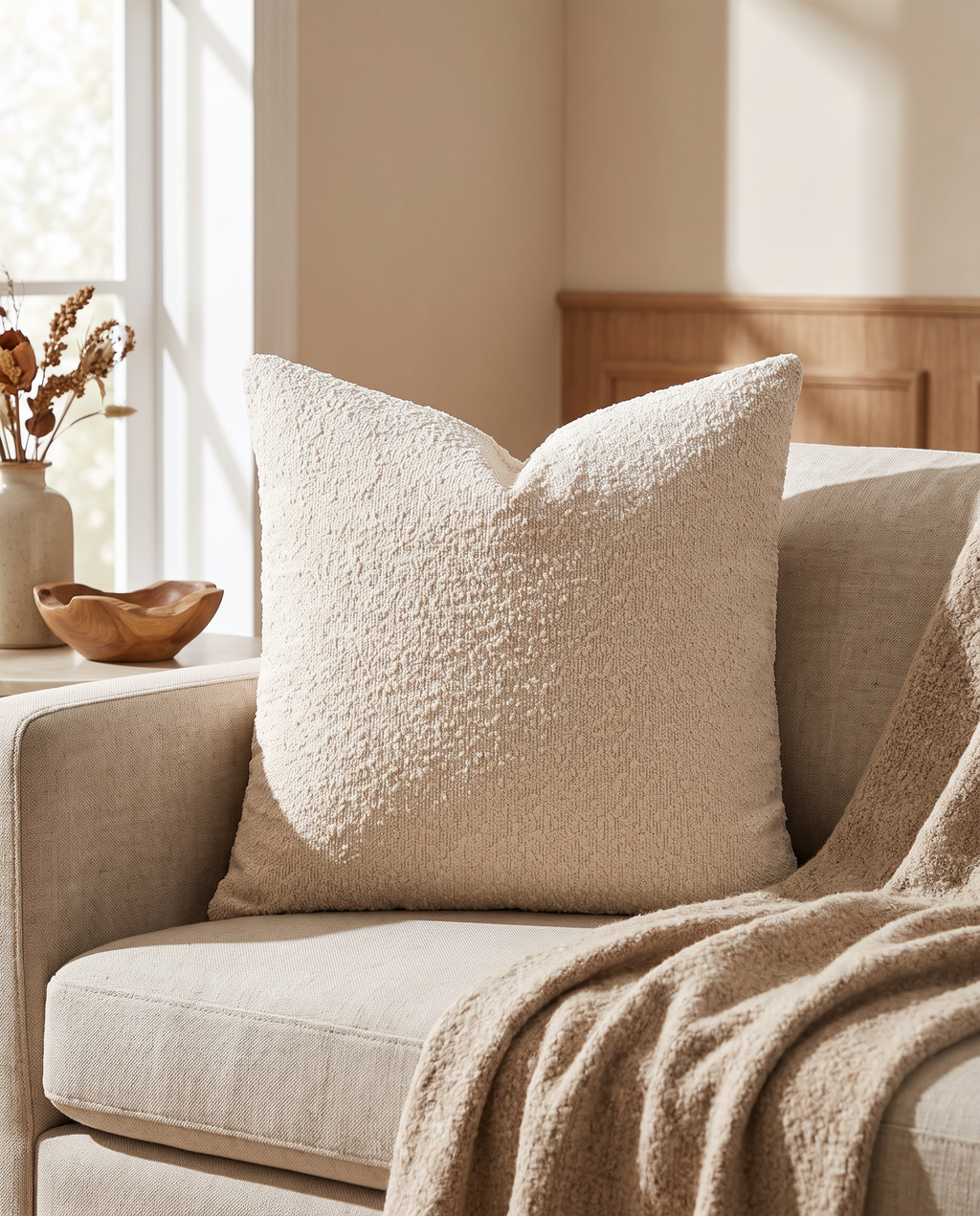 Textured Boucle Pillow Cover Cream