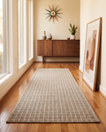 Grid Pattern Runner Rug Taupe