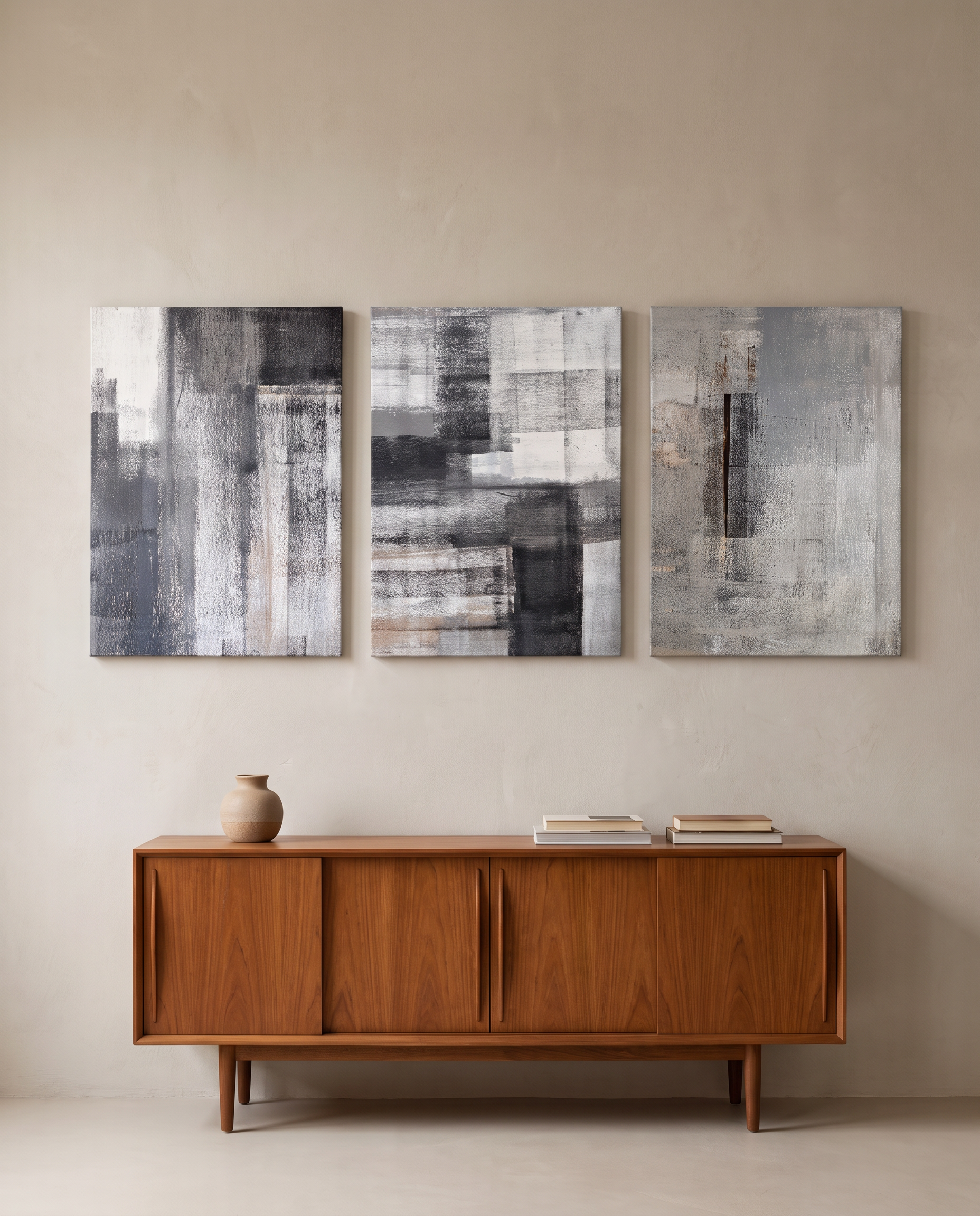 Minimalist Gray Abstract Wall Art Set