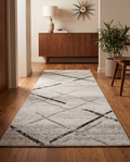 Grid Pattern Runner Rug Black Gray