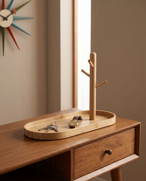 3-Tier Wood Entryway Catchall Tray